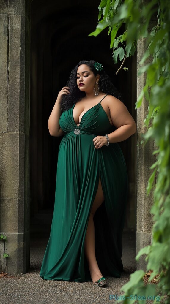 emerald green plus size dress