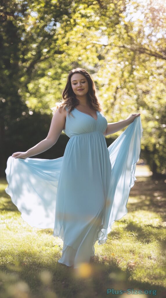 light blue plus-size dress