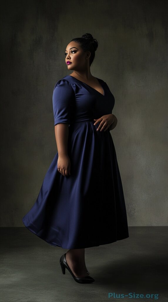 navy blue plus size dress