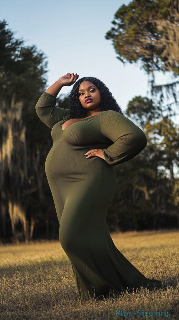 olive green plus-size dress