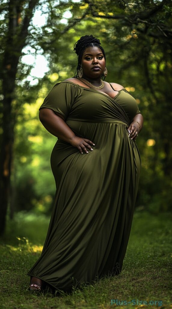 olive green plus-size dress