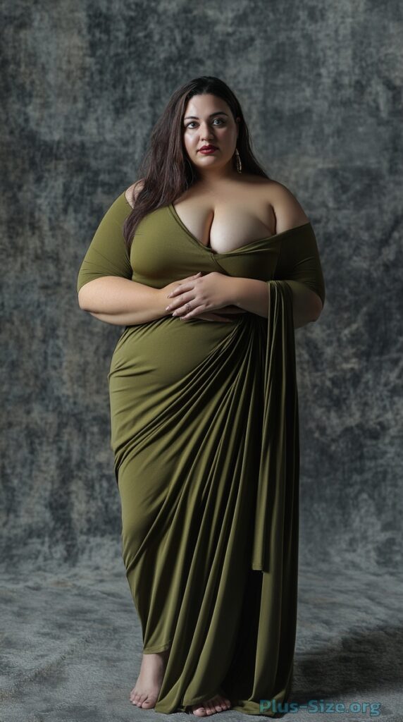 olive green plus-size dress