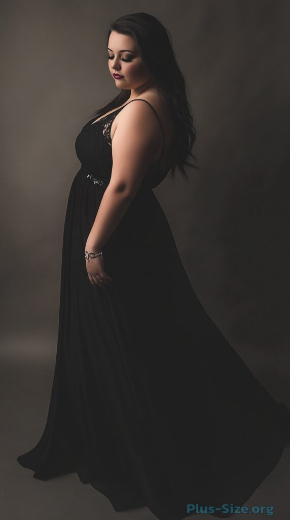 plus size black formal gown