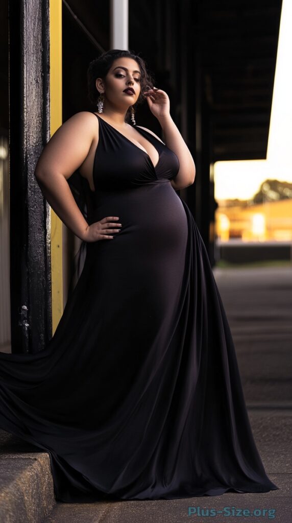 plus size black formal gown