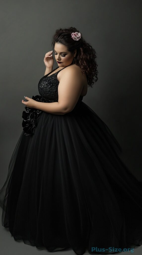 plus size black formal gown