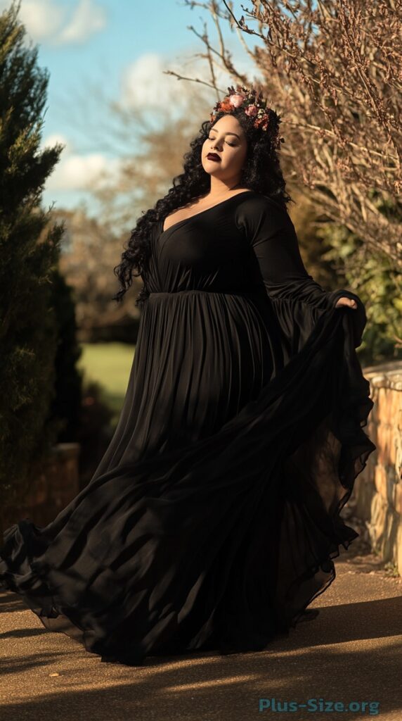 plus-size black maxi dress