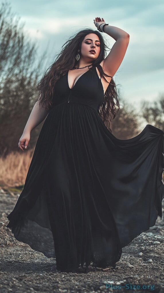 plus-size black maxi dress