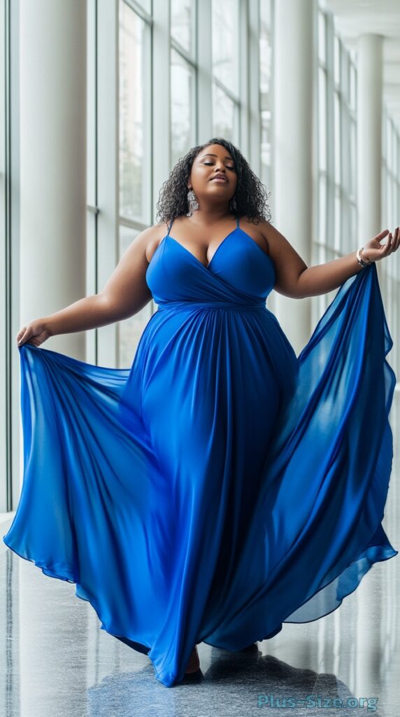 plus-size blue dress