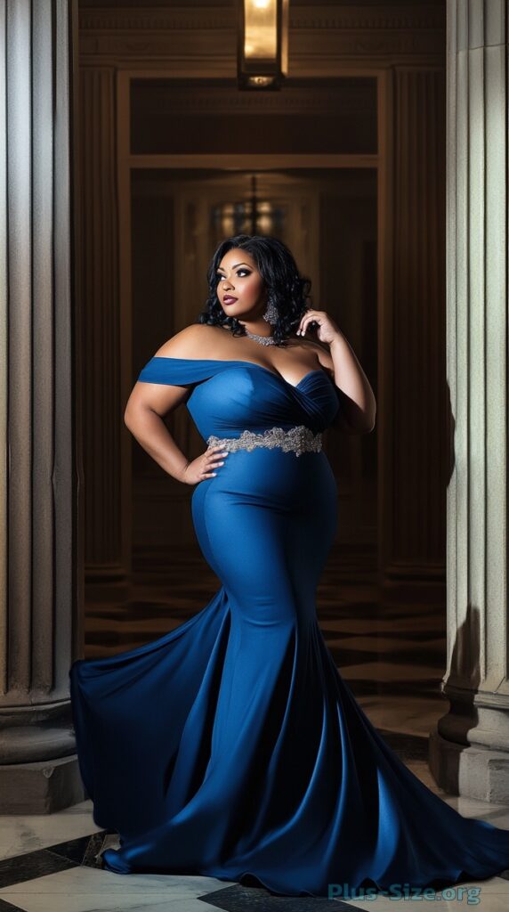 plus-size blue formal dress