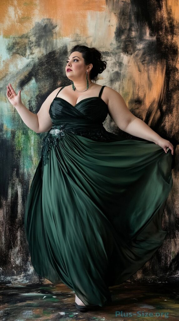 plus-size green formal dress