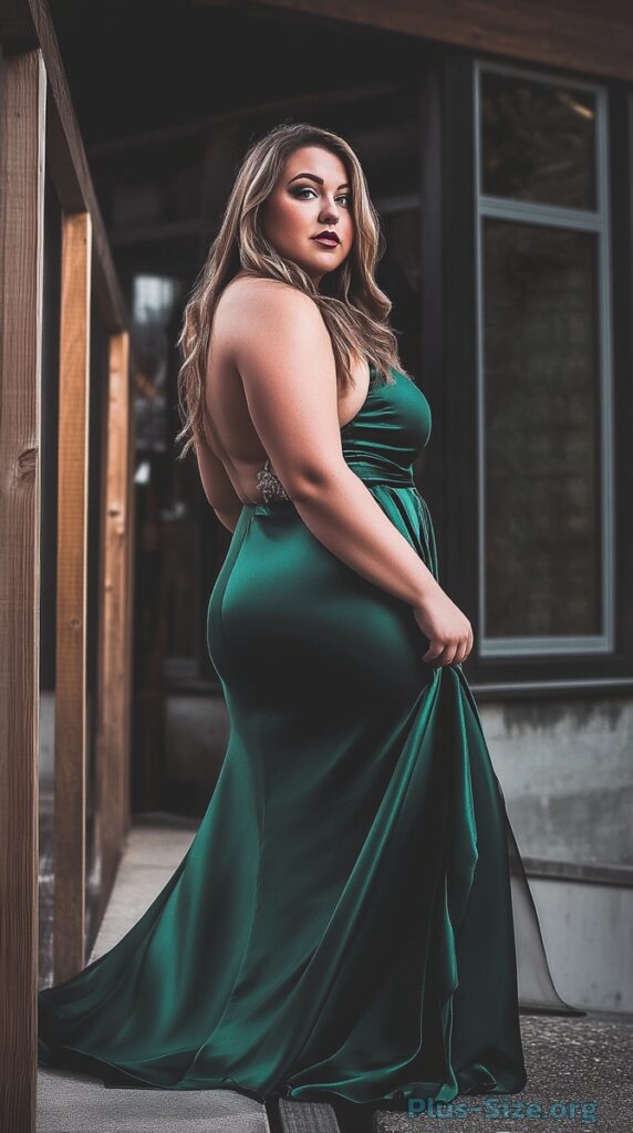 plus-size green formal dress