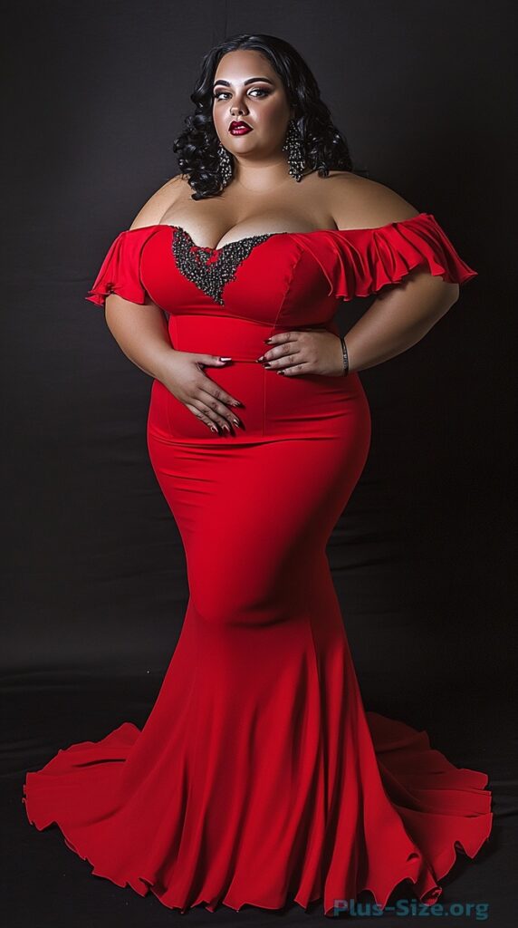 plus-size red formal dress