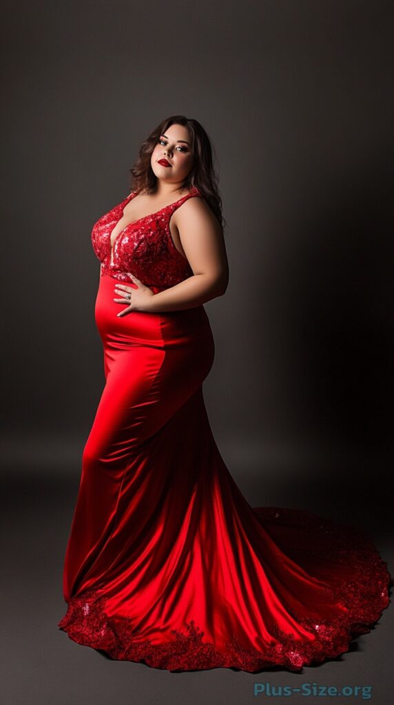 plus-size red formal dress