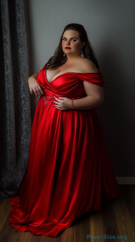 plus-size red formal dress