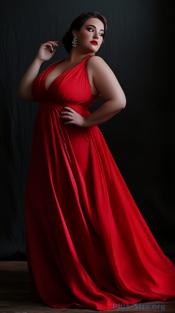 plus-size red formal dress