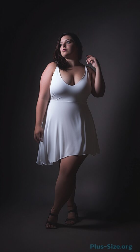 plus-size white cocktail dress