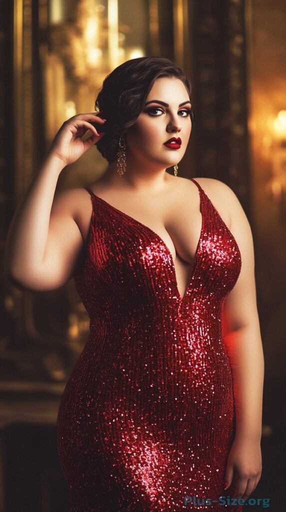 red sequin dress plus-size